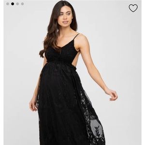 PinkBlush Maternity black lace maxi dress in size large. Never worn with tags.